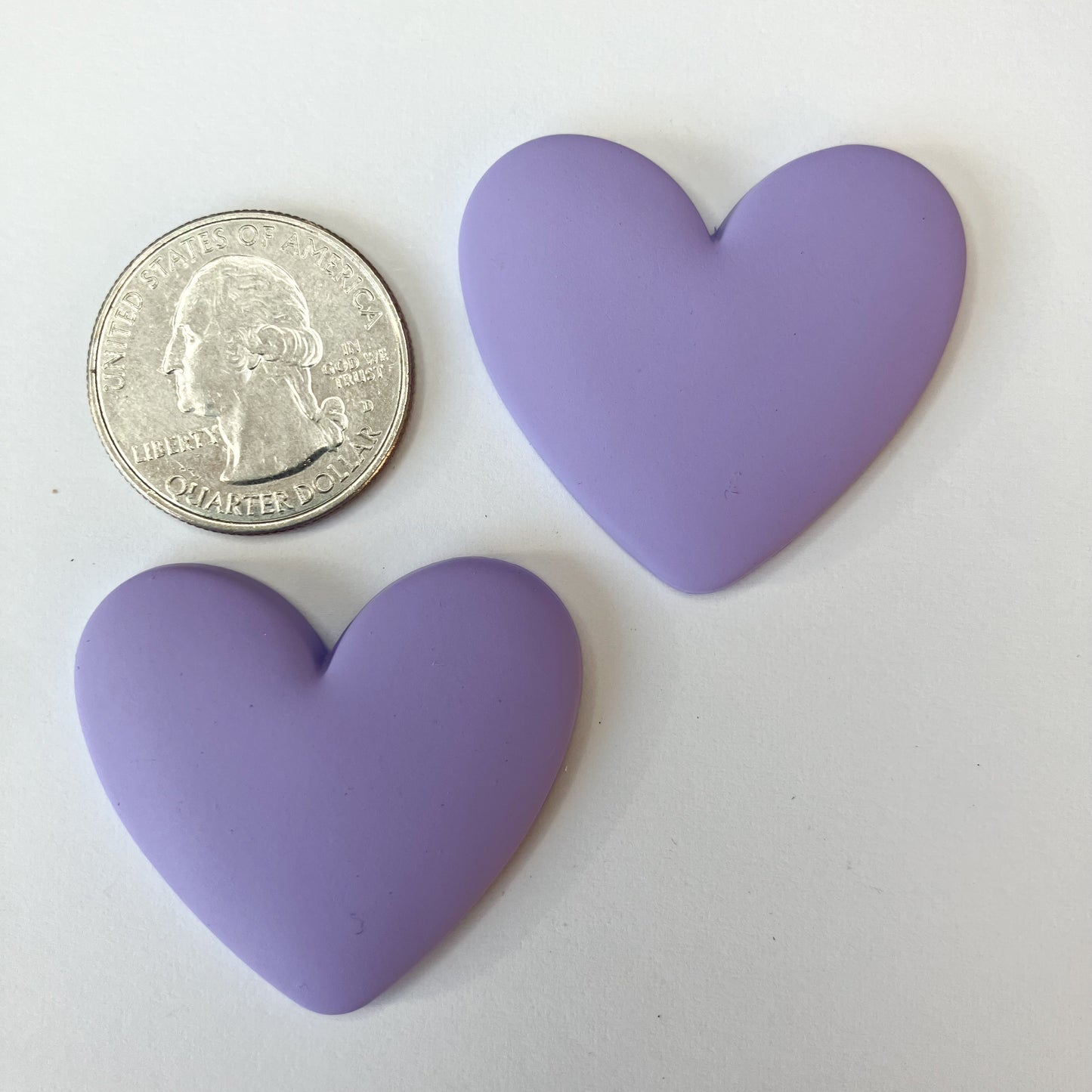 Purple Flatback Resin Heart Cabochons – Set of 2