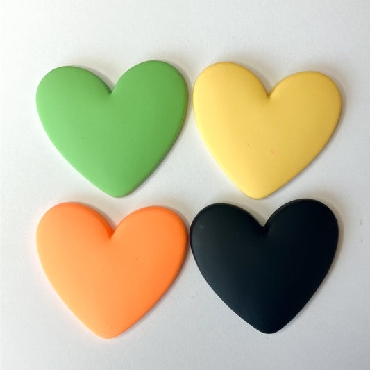 Multicolor Flatback Resin Heart Cabochons – Set of 4