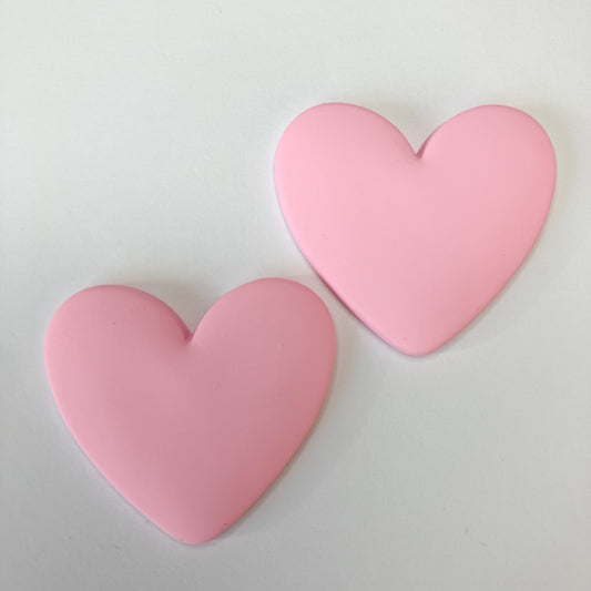 Pink Flatback Resin Heart Cabochons – Set of 2