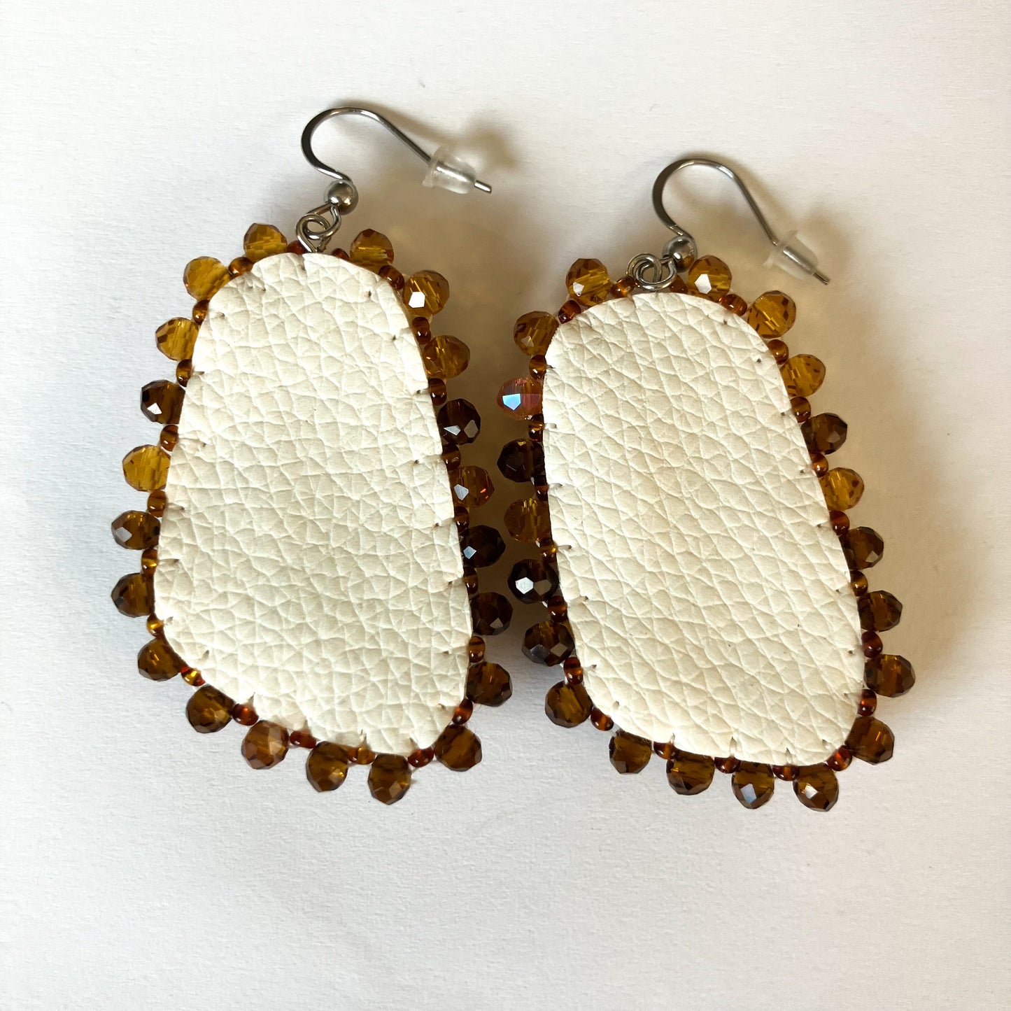 Banded Agate Cabochon Beaded Earrings – Stainless Steel Hooks