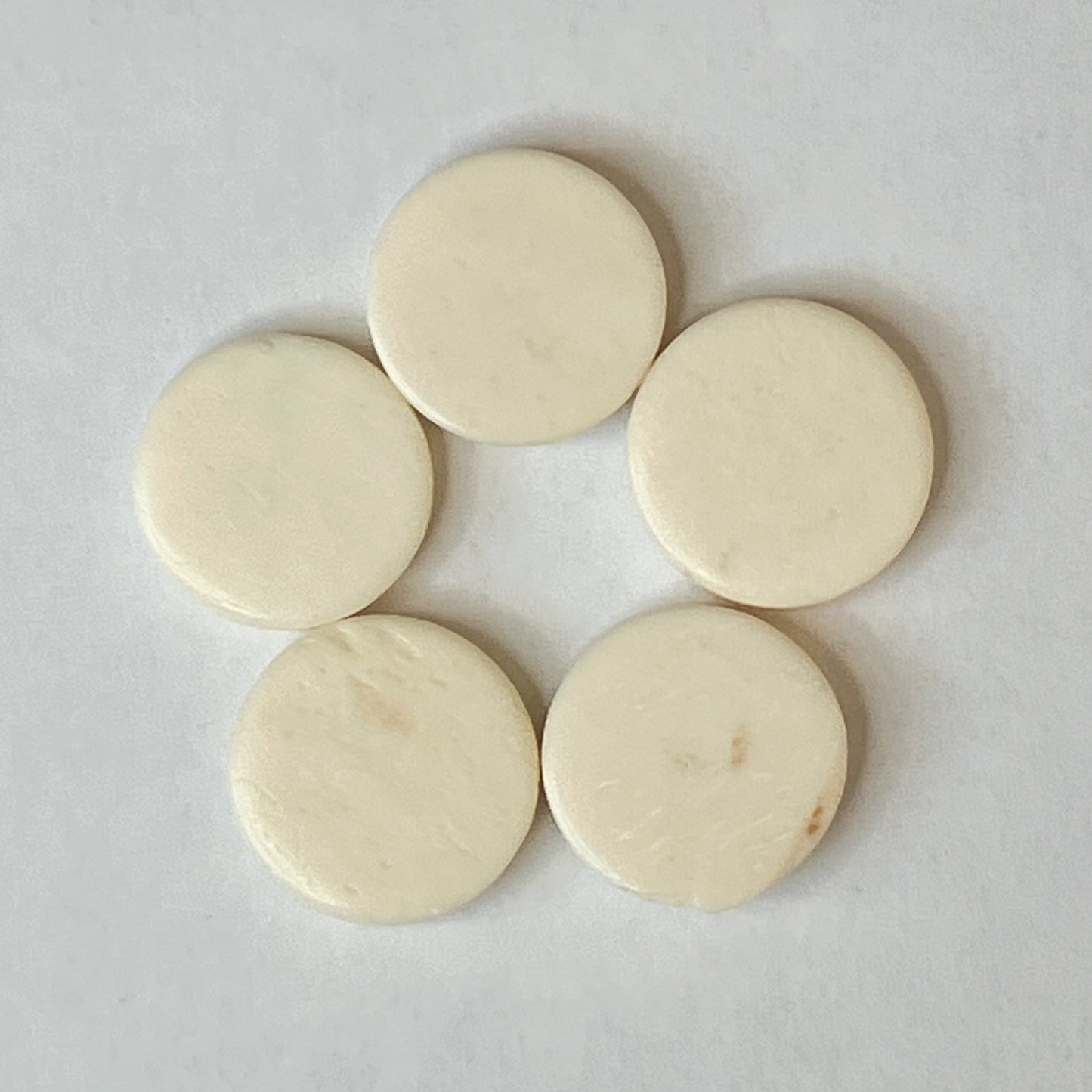 Set of 5 Round Bone Beads – Approx. 0.5"