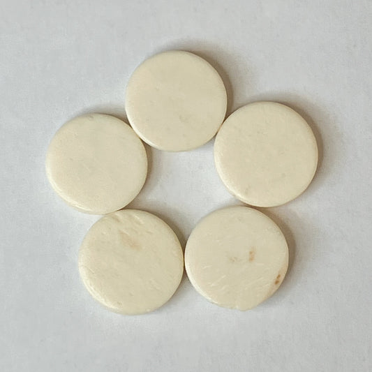 Set of 5 Round Bone Beads – Approx. 0.5"