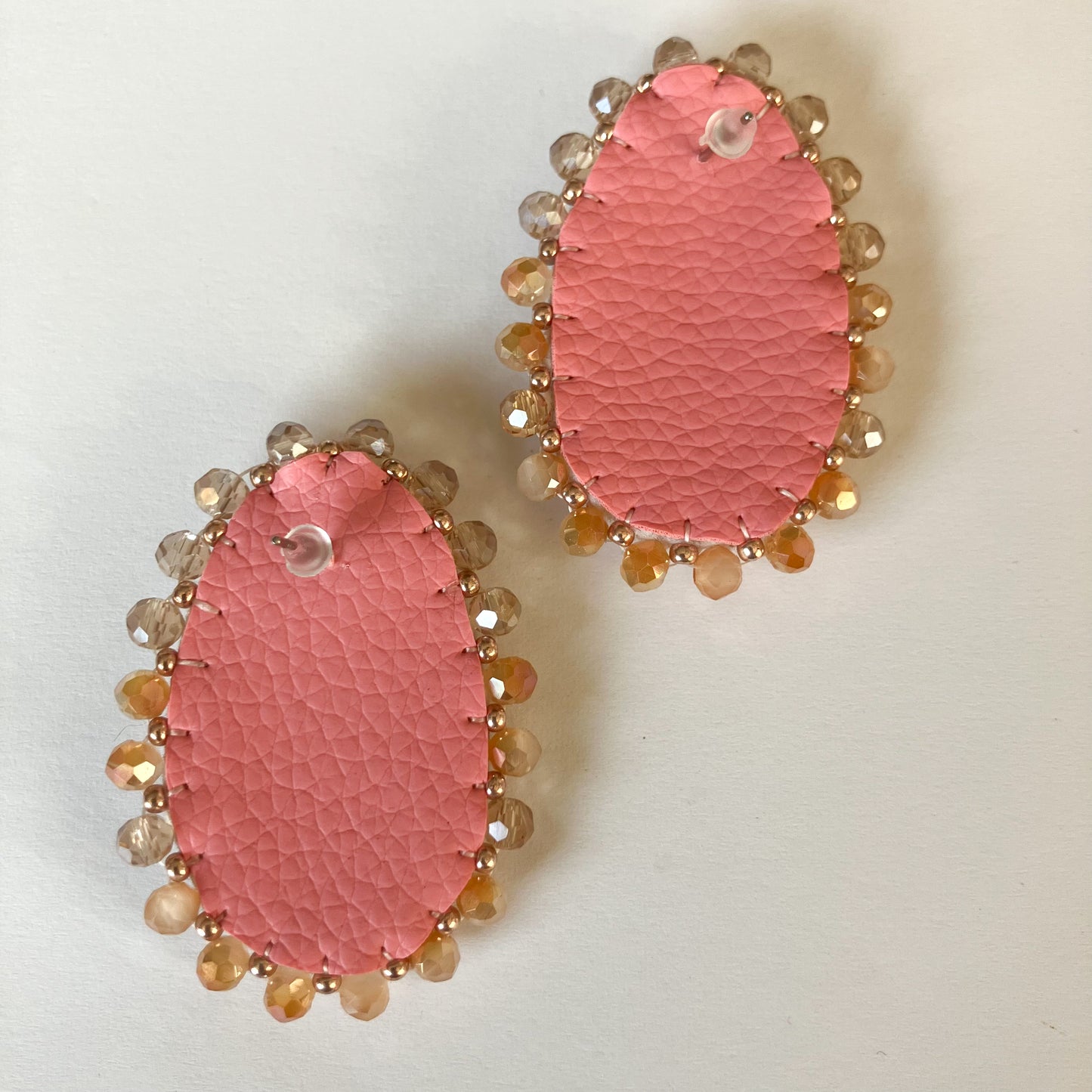 Pink Stone Cabochon Earrings