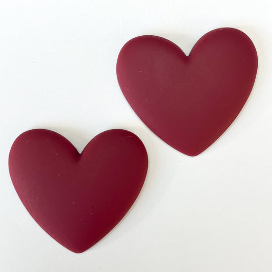 Maroon Flatback Resin Heart Cabochons – Set of 2