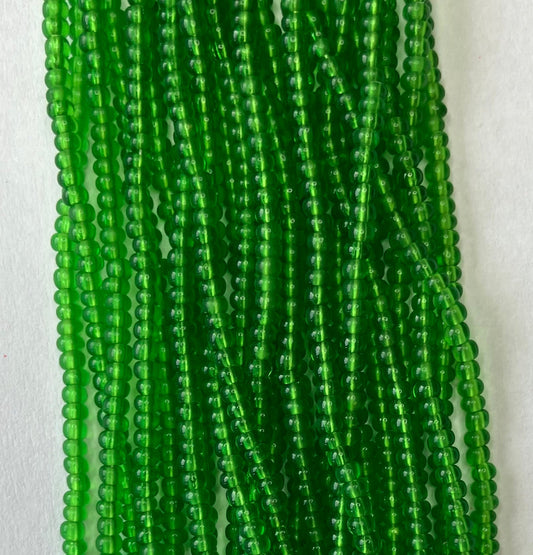 11/0 Transparent Green Seed Beads - Hank