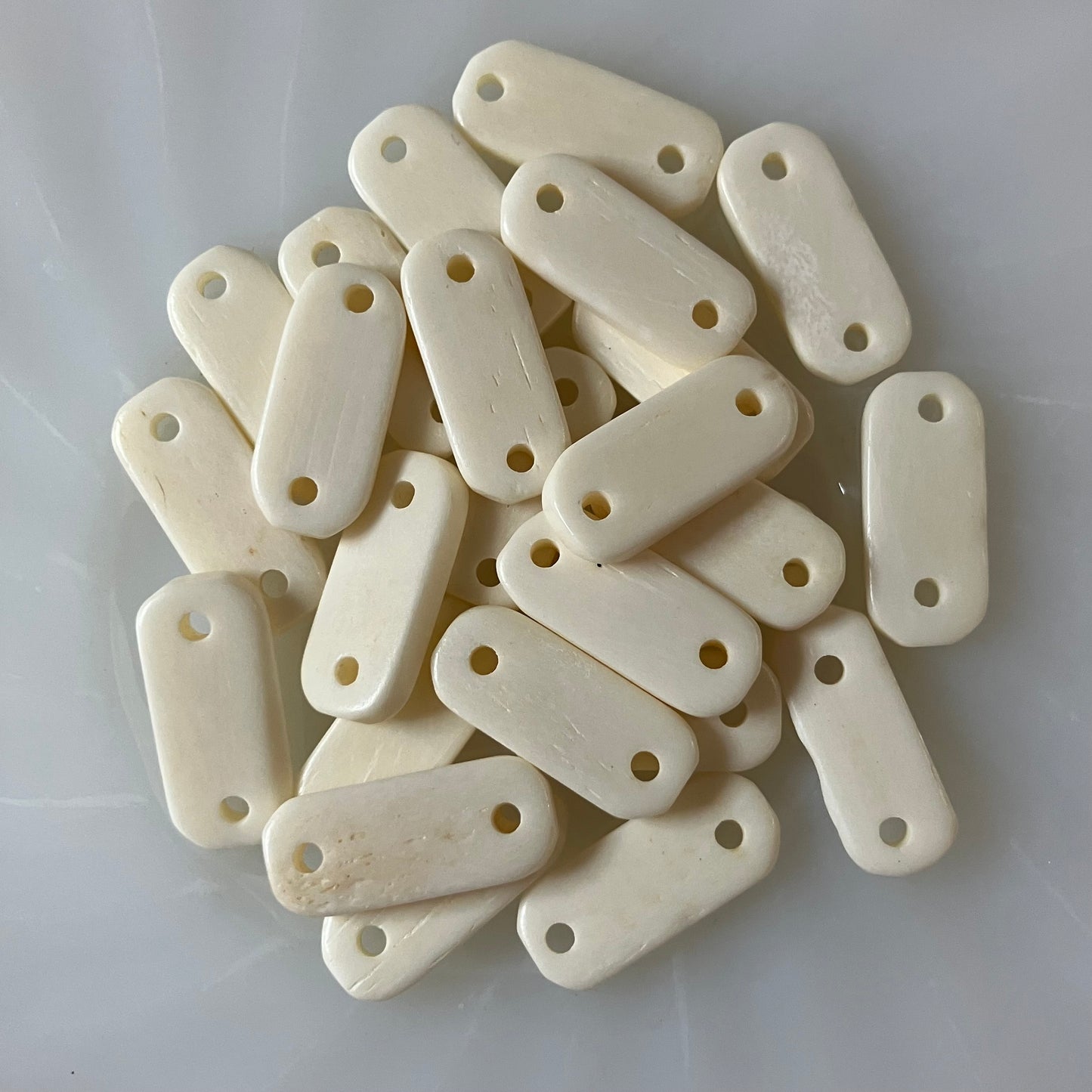1" 3-Hole Bone Choker Beads – 25 Pieces