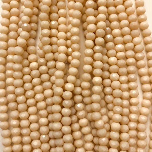 4mm Opaque Beige Crystal Beads (1 Strand, ~125 Beads)