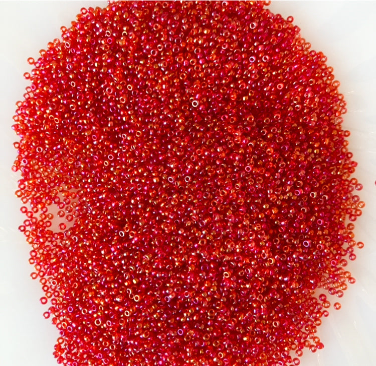 12/0 Transparent Red Seed Beads – 50g and 40g Packs