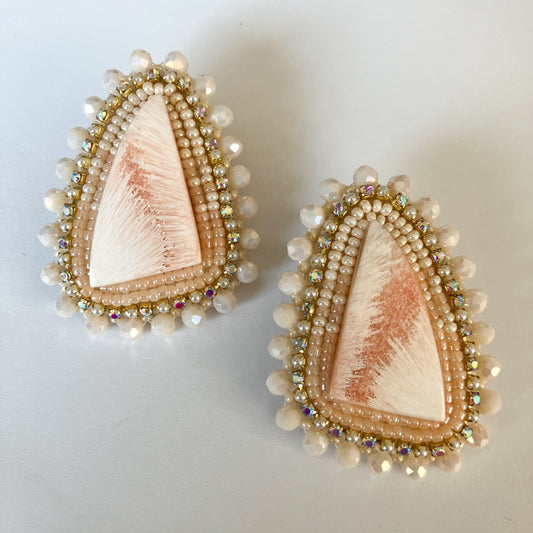 Pink Scolecite Cabochon Earrings