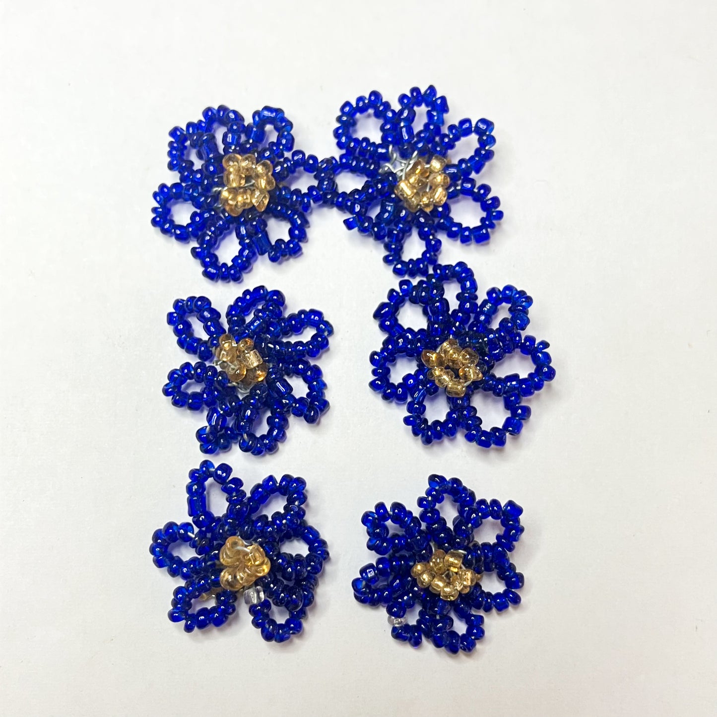 Set of 6 Handmade Beaded Wire Flowers – Approx. 1" Each