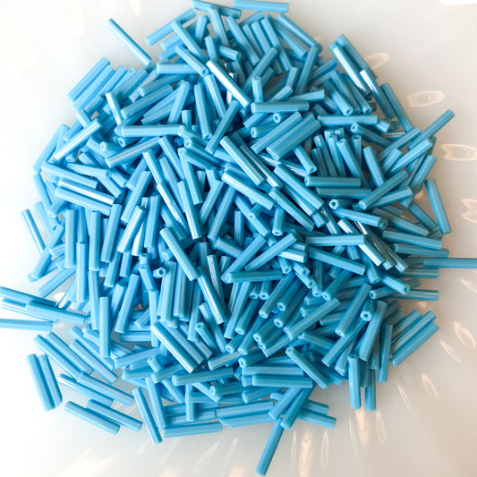1/2" Sky Blue Glass Bugle Beads – 50g and 40g Pack