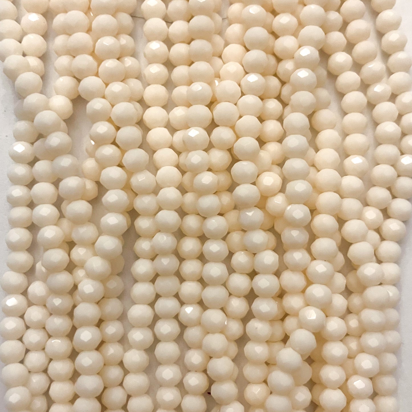 4mm Opaque Cream Crystal Beads (1 Strand, ~125 Beads)