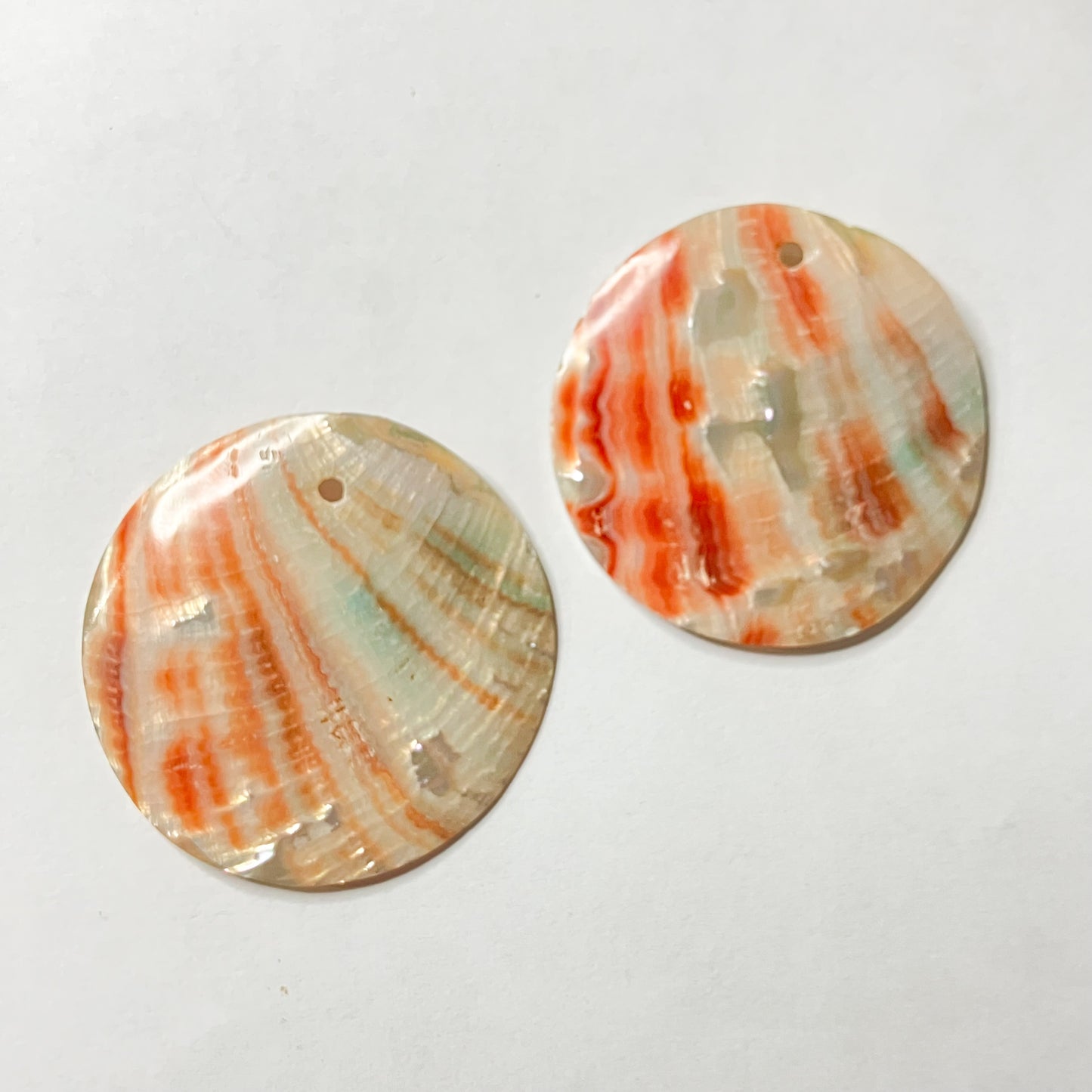 Red Abalone Shell Discs – Set of 2 (30-45mm)