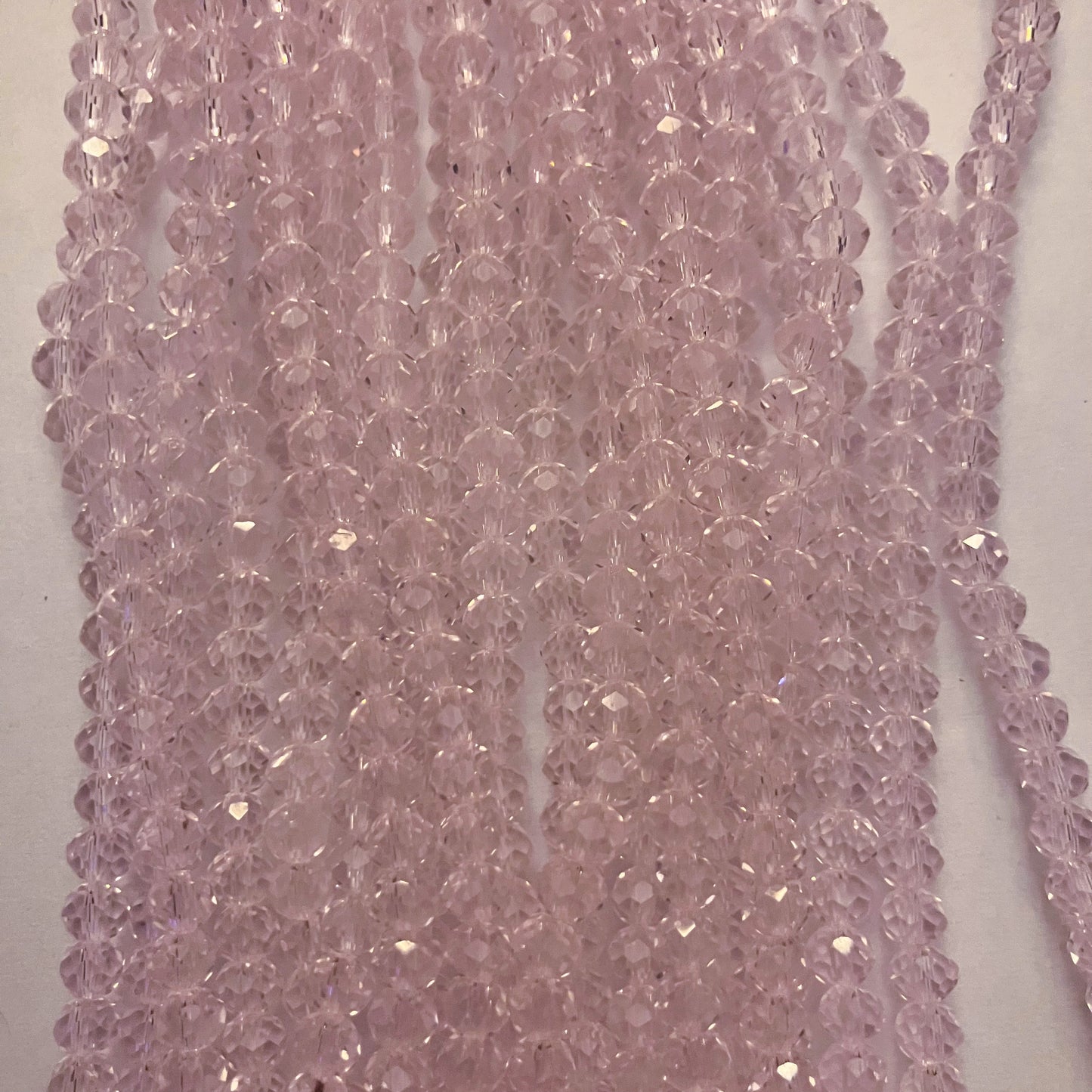 4mm Transparent Pink Crystal Beads (1 Strand, ~125 Beads)
