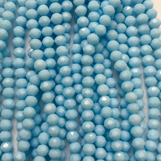 4mm Opaque Blue Crystal Beads (1 Strand, ~125 Beads)