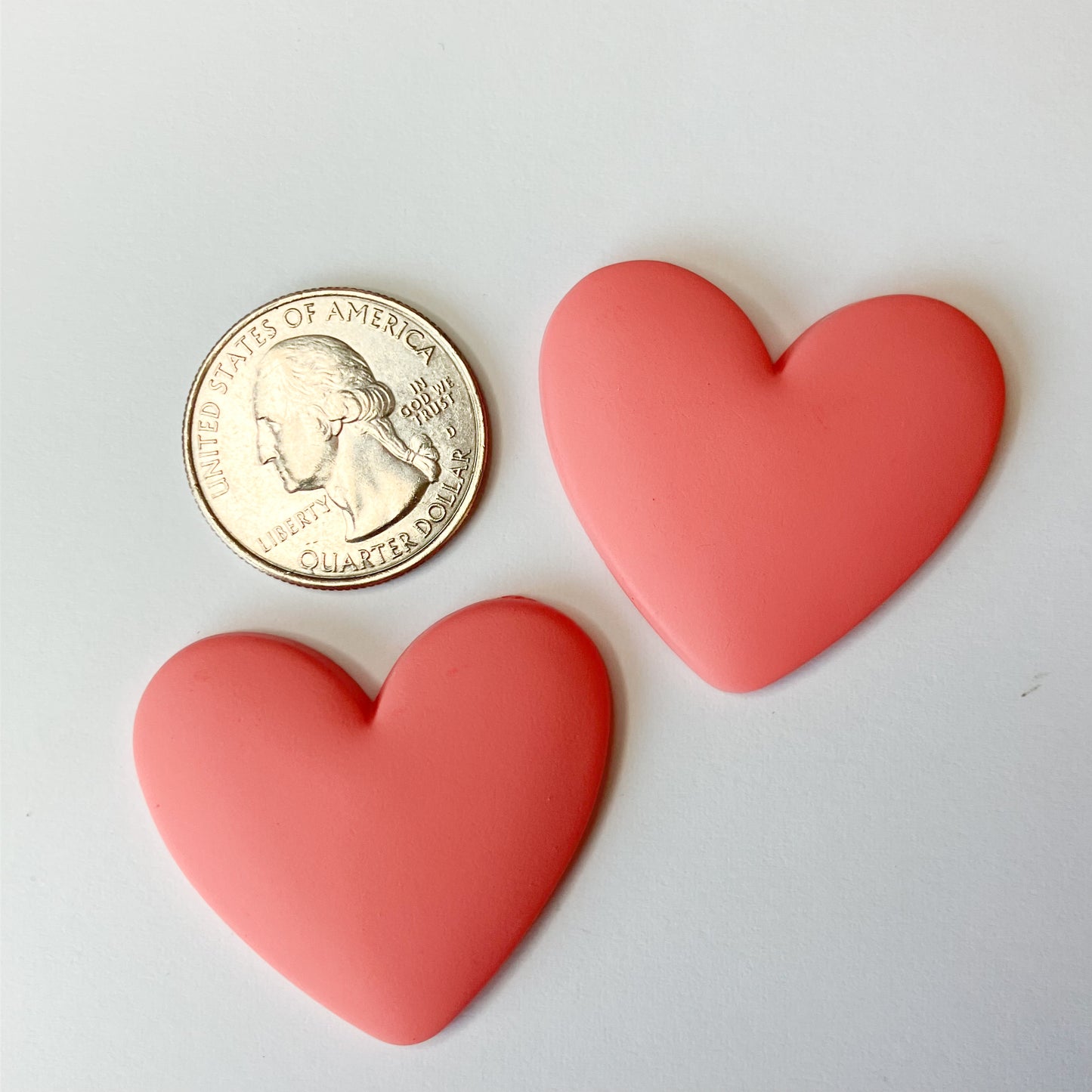 Salmon Flatback Resin Heart Cabochons – Set of 2