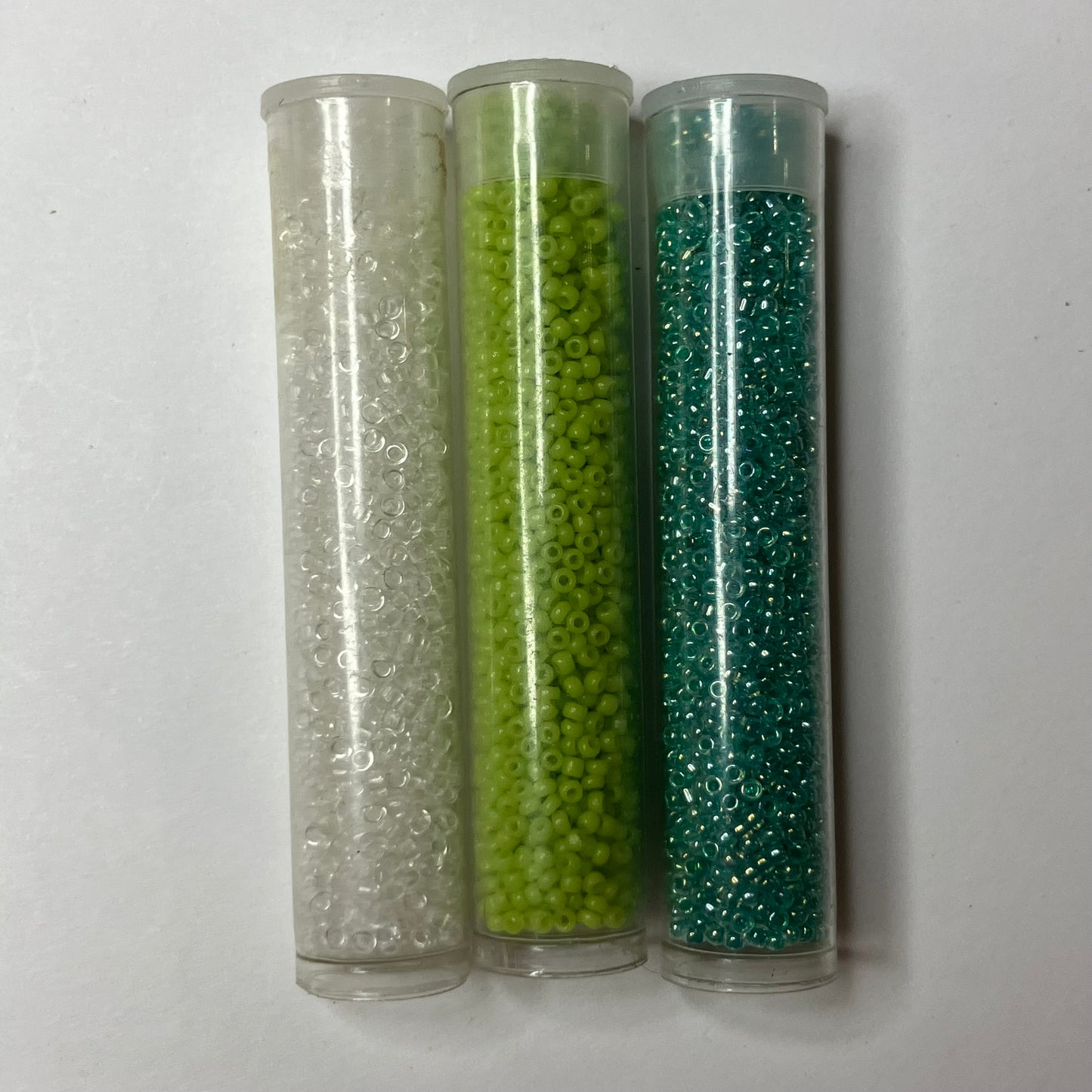 12/0 Green Seed Bead Set – 2.5" Tubes (Set of 3)