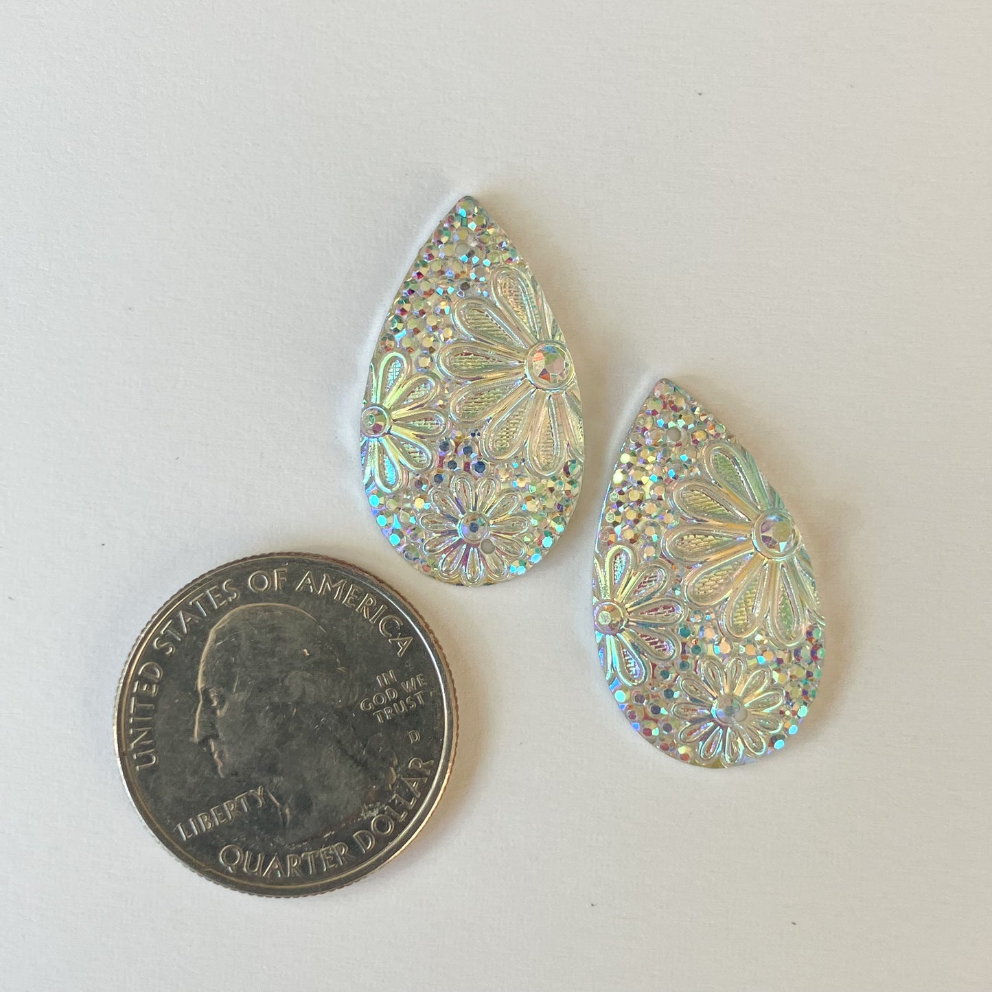 Clear Teardrop Resin Cabochons – Set of 2