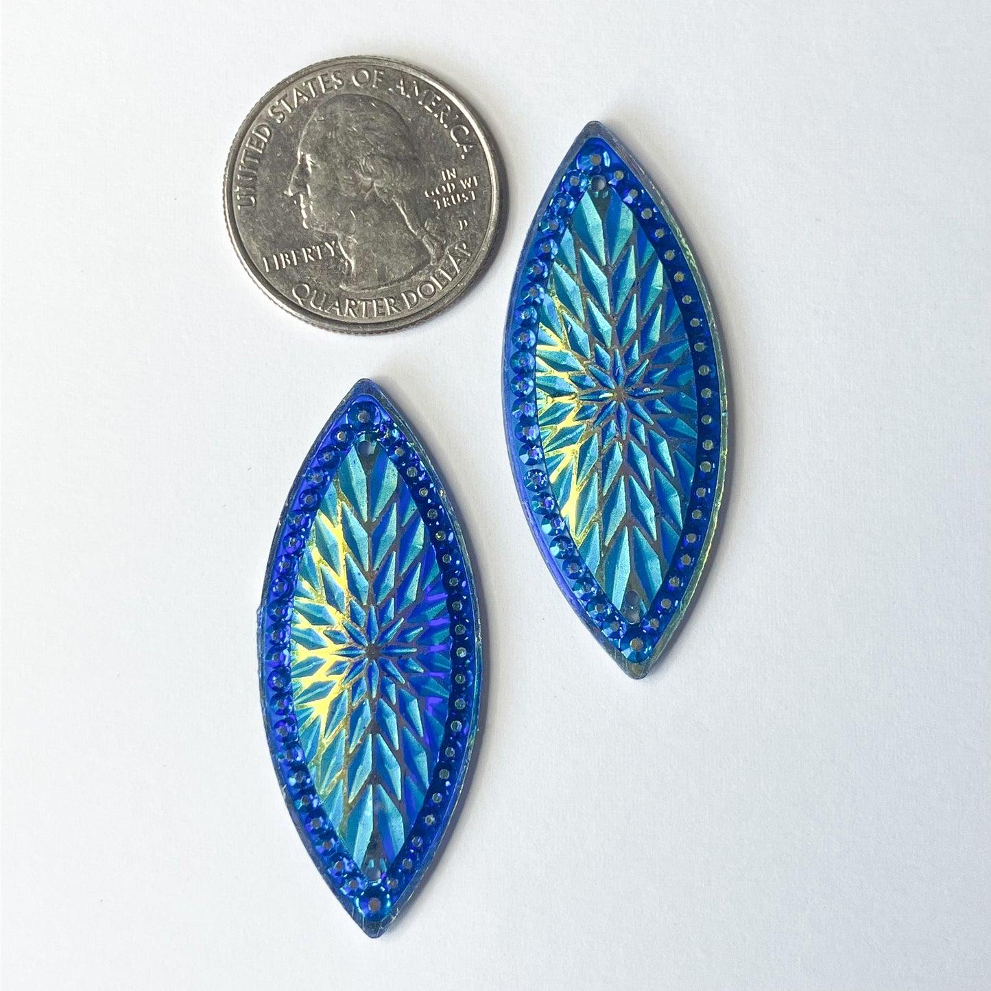 Blue Starburst Horse Eye Resin Cabochons – Set of 6