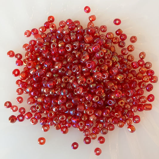 6/0 Transparent Red Seed Beads – 50g Pack