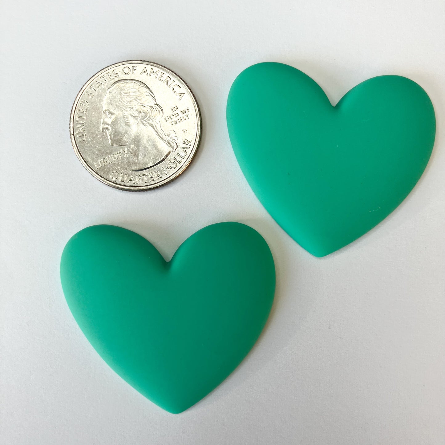Turquoise Flatback Resin Heart Cabochons – Set of 2