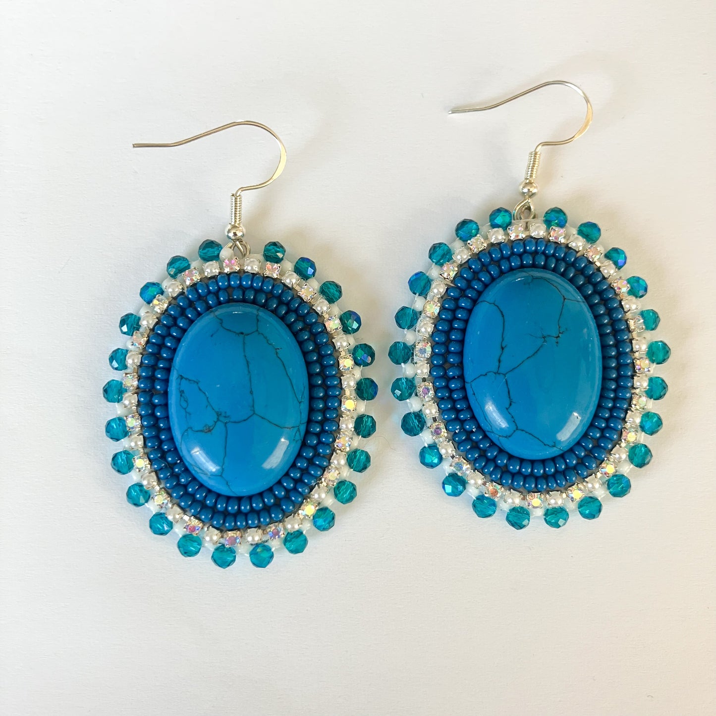 Dyed Howlite Cabochon Dangle Earrings