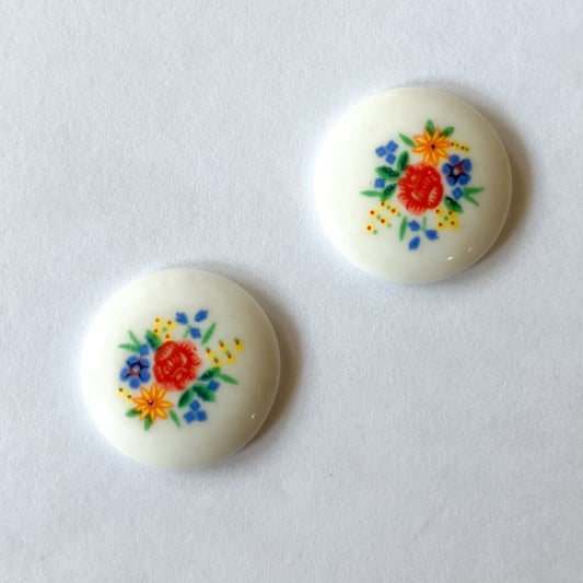 Porcelain 18mm Flower Cabochon Set – 2 Pieces