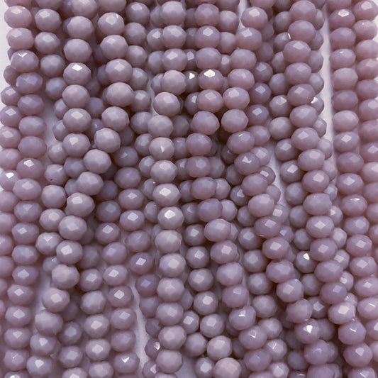4mm Opaque Lavender Crystal Beads (1 Strand, ~125 Beads)