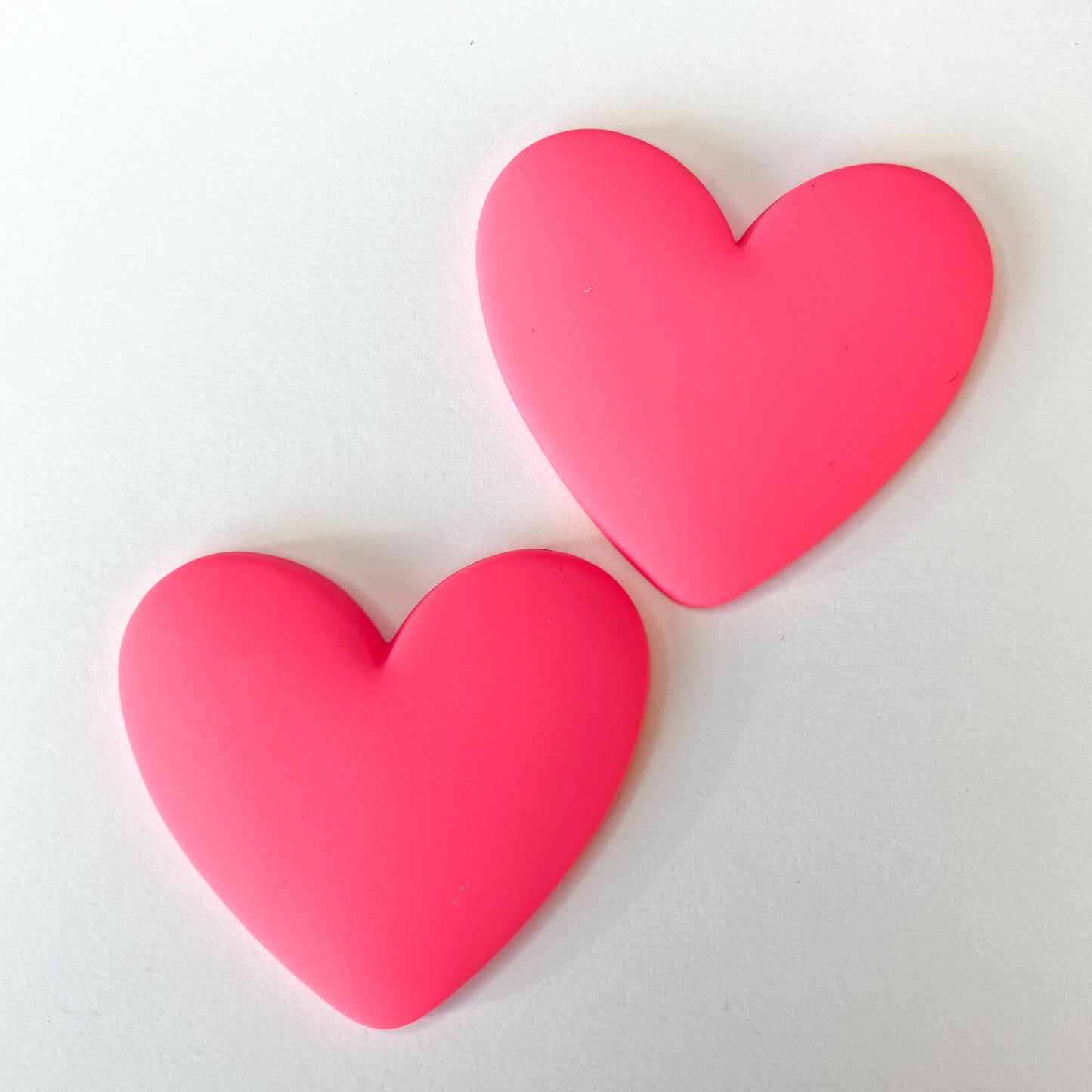 Hot Pink Flatback Resin Heart Cabochons – Set of 2