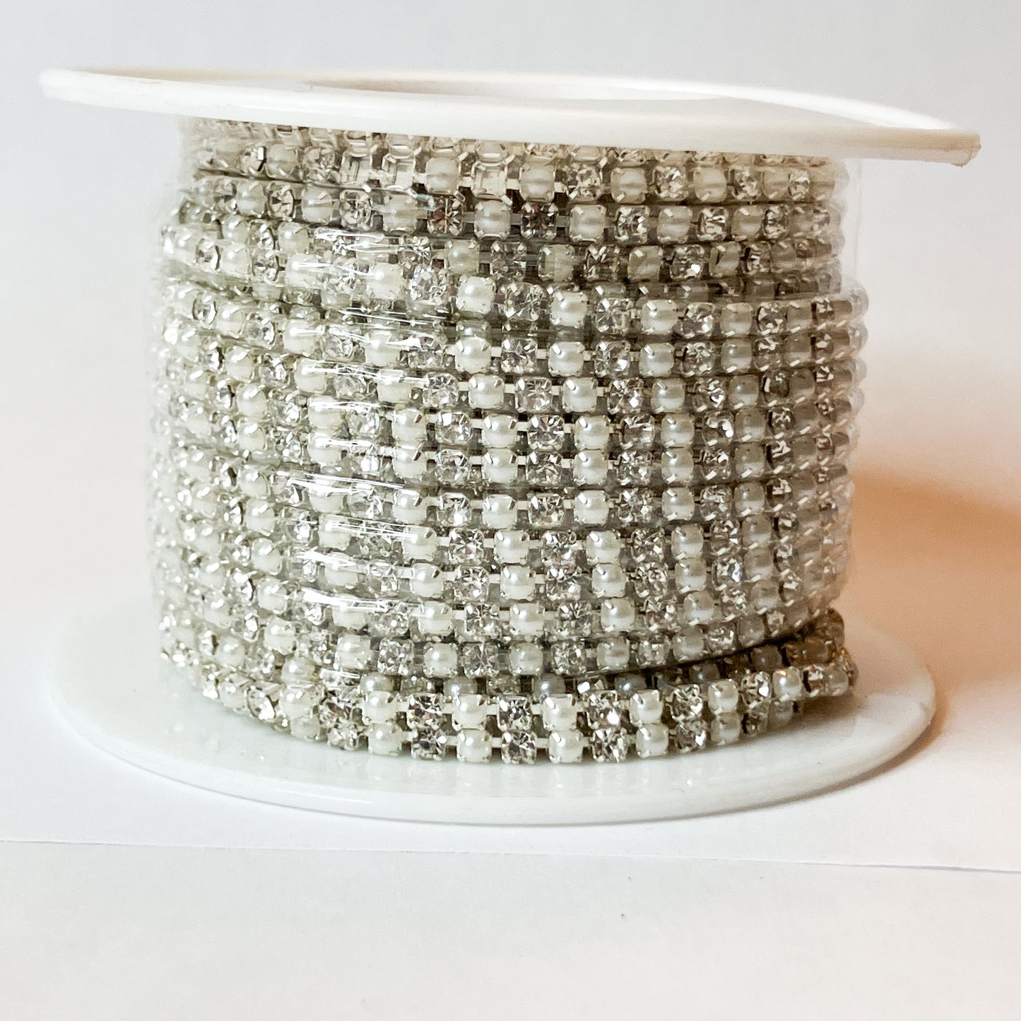 SS6 Clear Crystal and Pearl BandingClear Crystal & Pearl Banding – 1 Yard or 10-Yard Roll