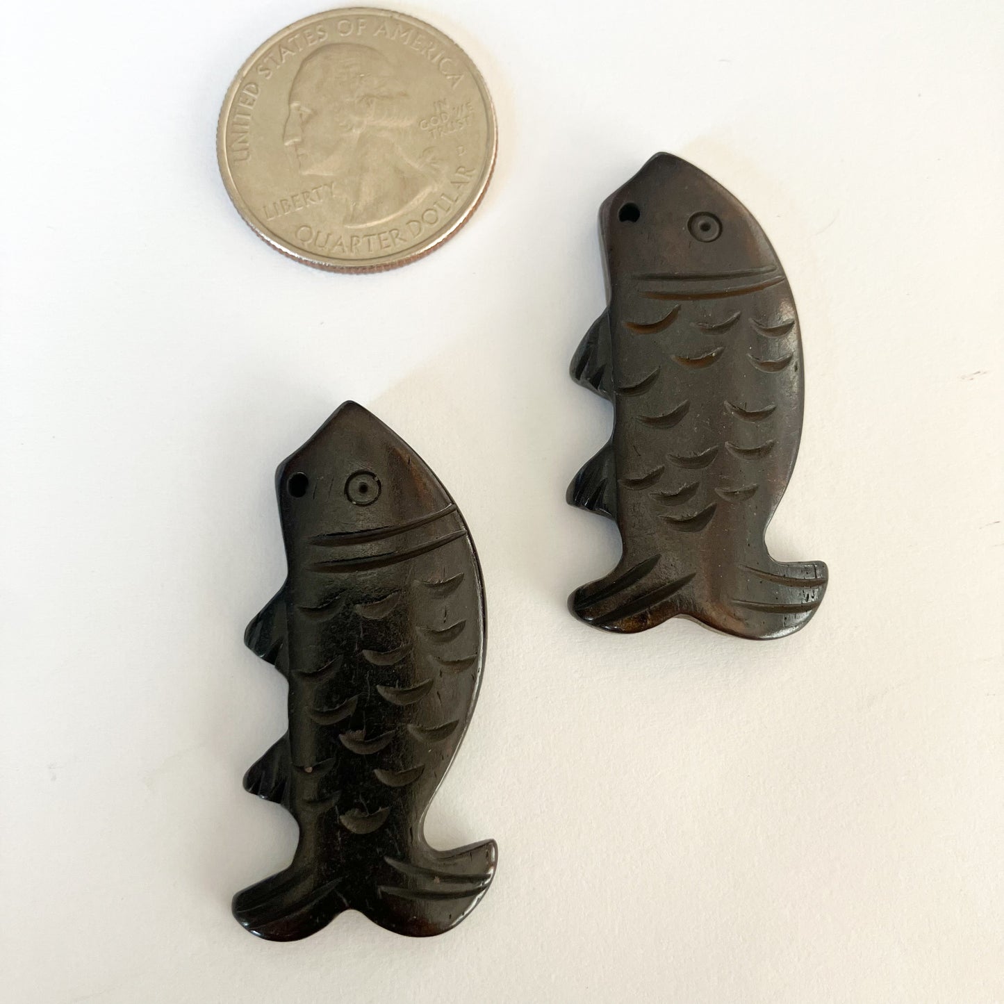 Bone Fish Pendant Set – Dark Brown (2 Pieces)