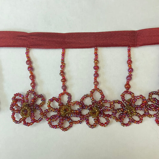 1 Yard of Red Floral Trim – Perfect for Ribbon Skirts & Decorative Projects