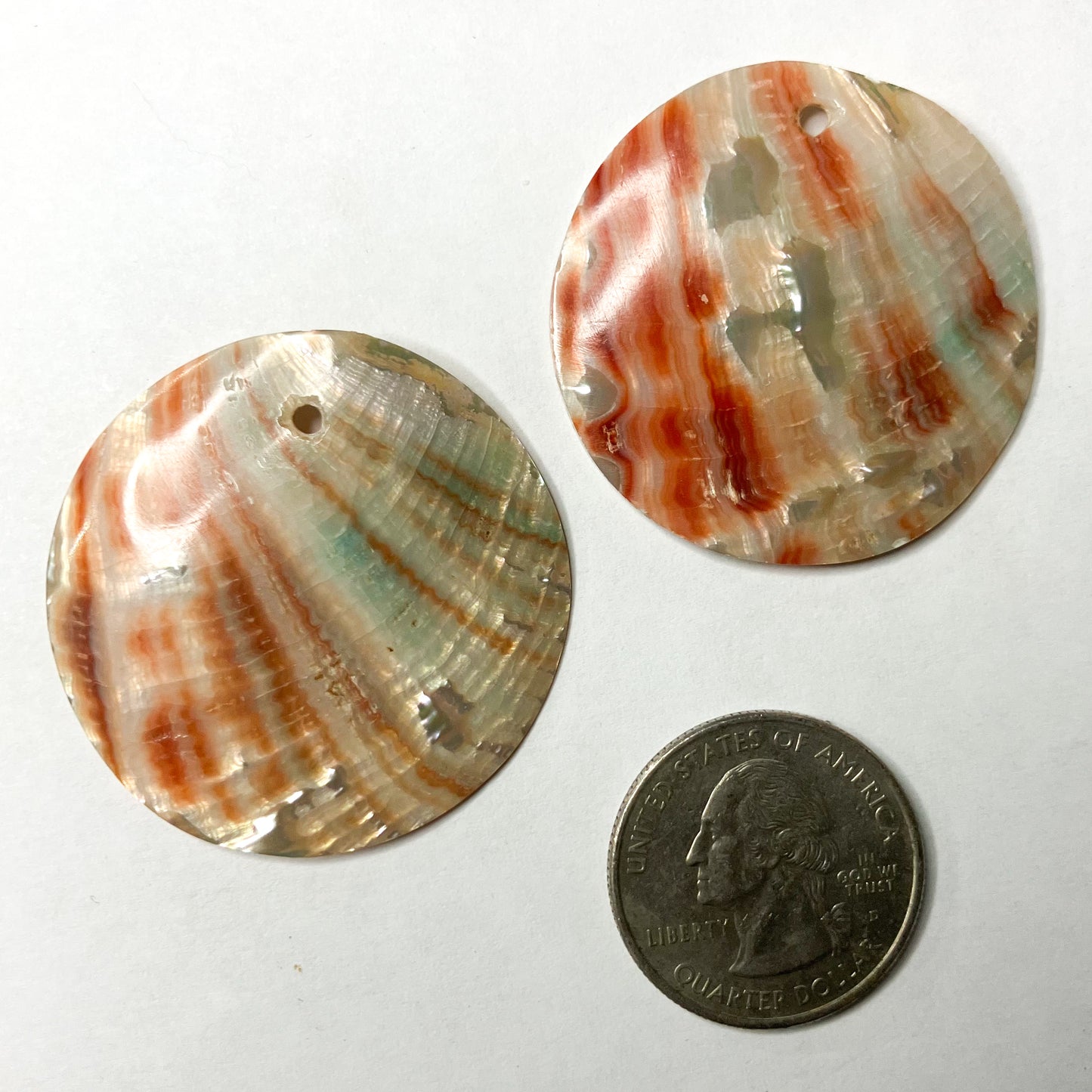 Red Abalone Shell Discs – Set of 2 (30-45mm)