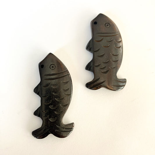 Bone Fish Pendant Set – Dark Brown (2 Pieces)