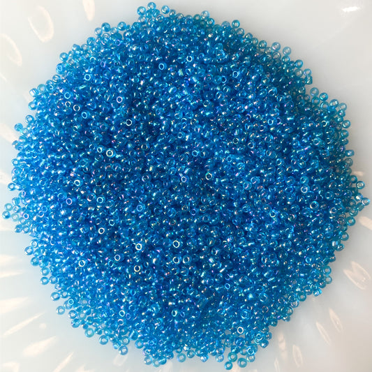 10/0 Transparent Blue Seed Beads – 50g Pack