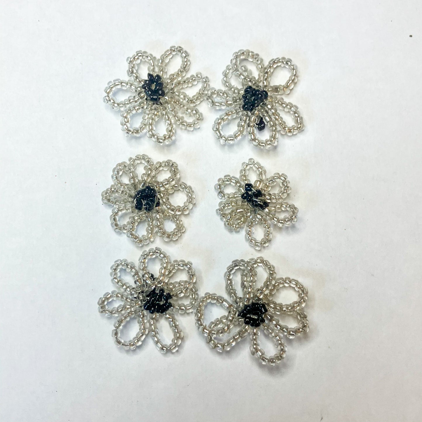 Set of 6 Handmade Beaded Wire Flowers – Approx. 1" Each