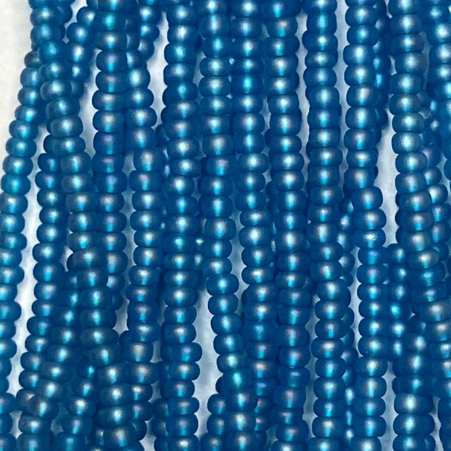 11/0 Aqua Matte AB Czech Seed Beads - Hank: 12 Strings