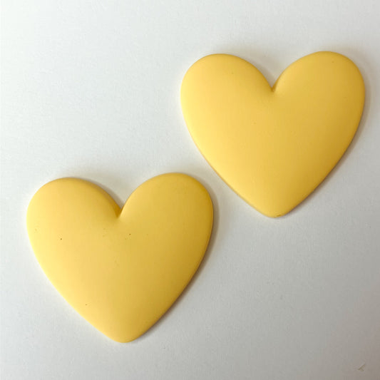 Yellow Flatback Resin Heart Cabochons – Set of 2
