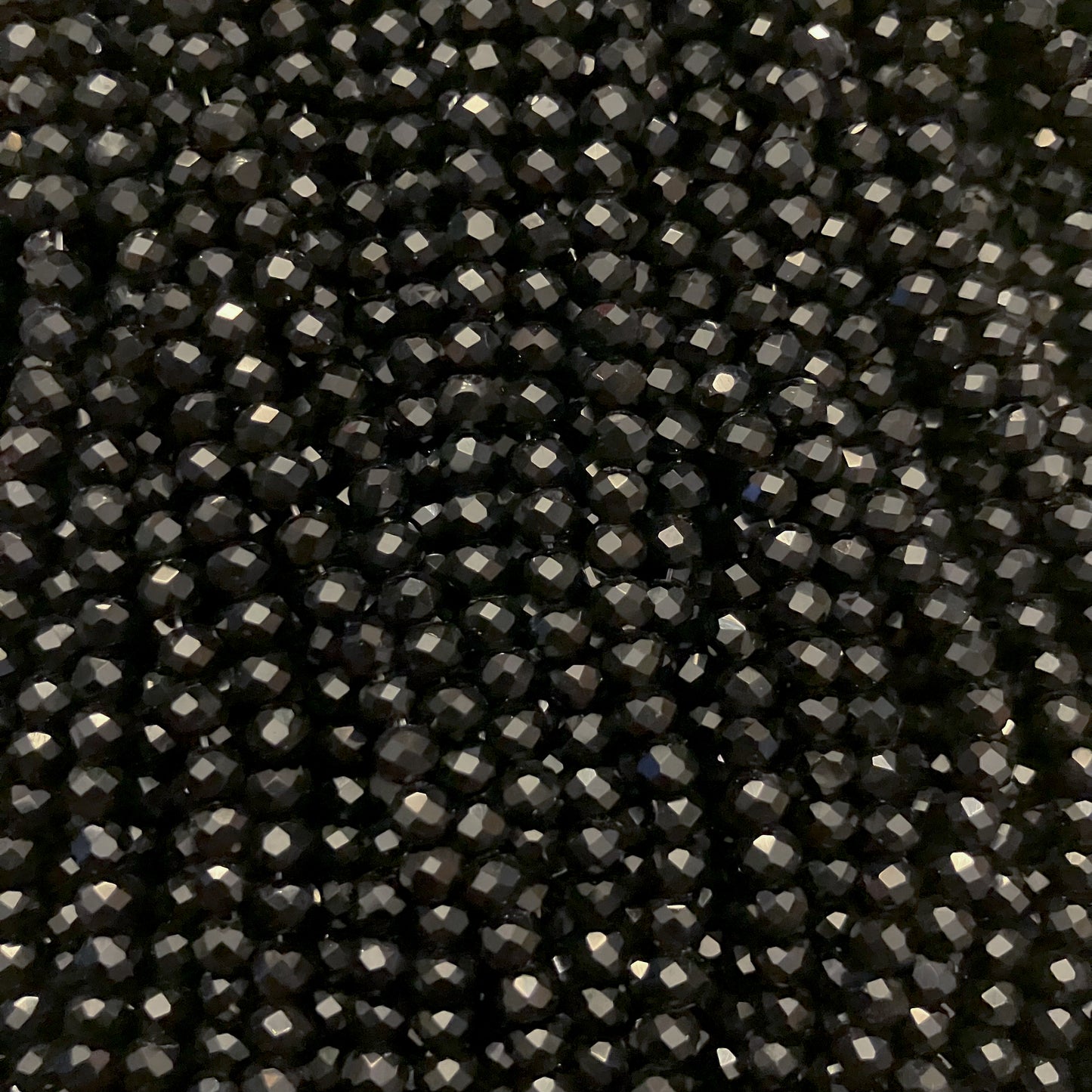 4mm Opaque Black Crystal Beads (1 Strand, ~125 Beads)