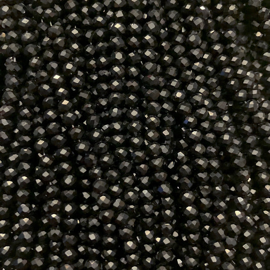 4mm Opaque Black Crystal Beads (1 Strand, ~125 Beads)