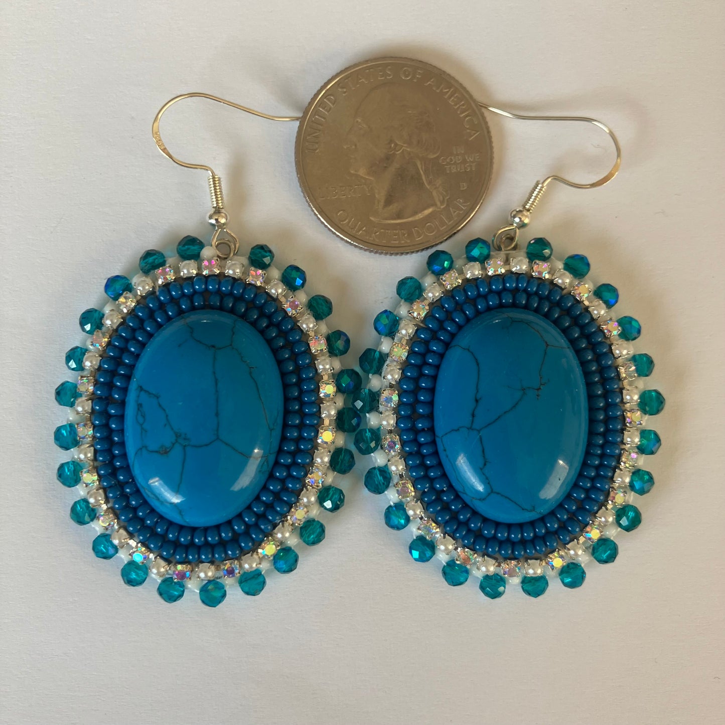 Dyed Howlite Cabochon Dangle Earrings