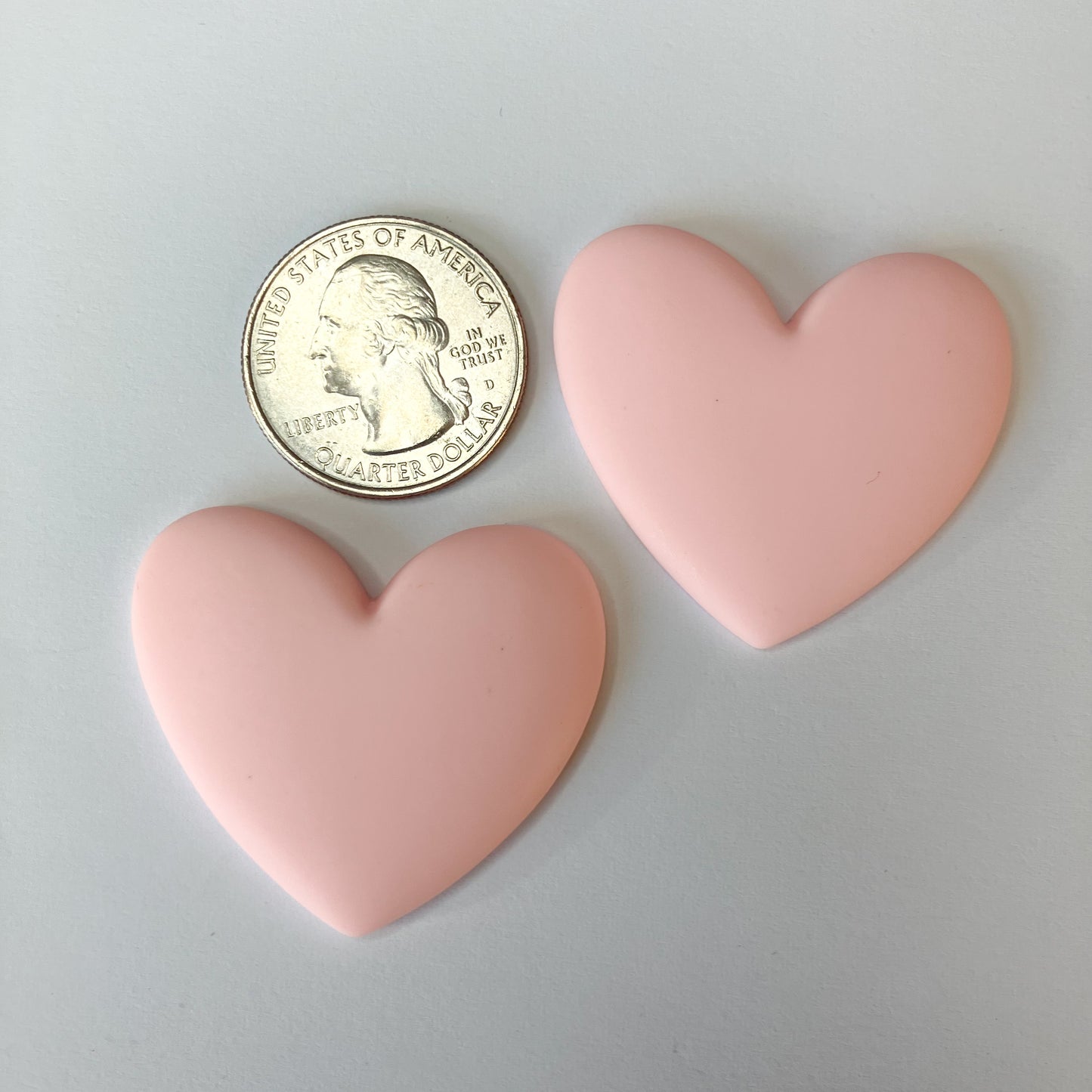 Light Pink Flatback Resin Heart Cabochons – Set of 2