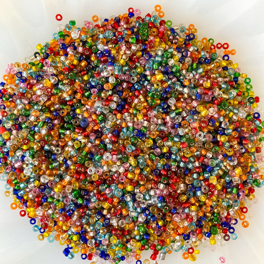 11/0 Silver-Lined Mixed Color Seed Beads – 50g & 30g Packs