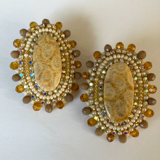Fossilized Coral Beaded Earrings