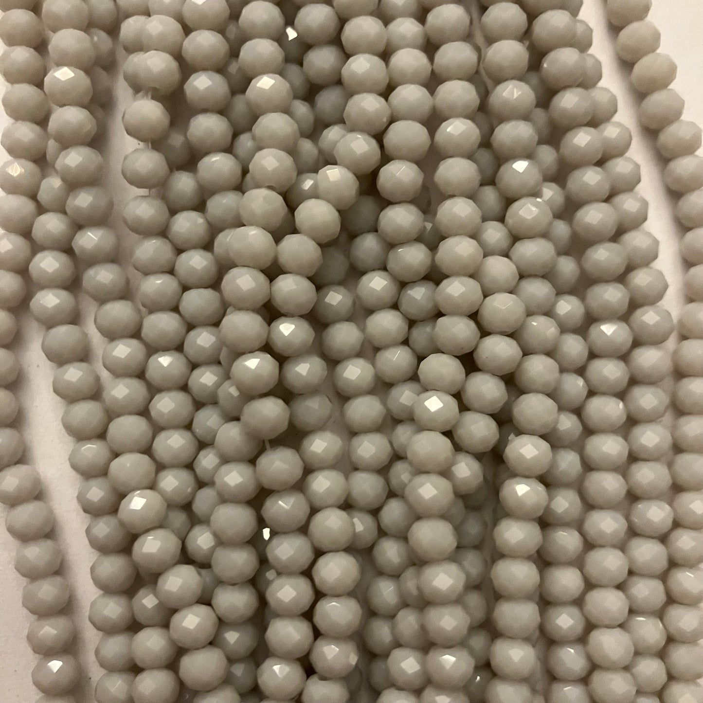4mm Opaque Gray Crystal Beads (1 Strand, ~125 Beads)