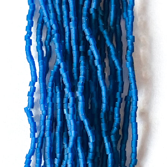 15/0 Matte Opaque Royal Blue Cut Tube Beads – 1mm Crow Cut Style