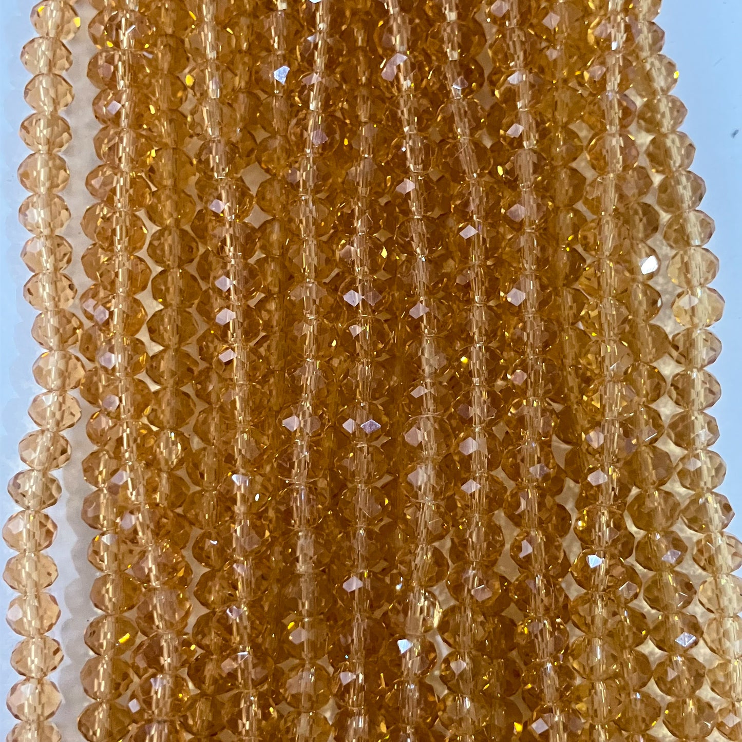 6mm Transparent Light Amber Crystal Beads (1 Strand, ~80 Beads)