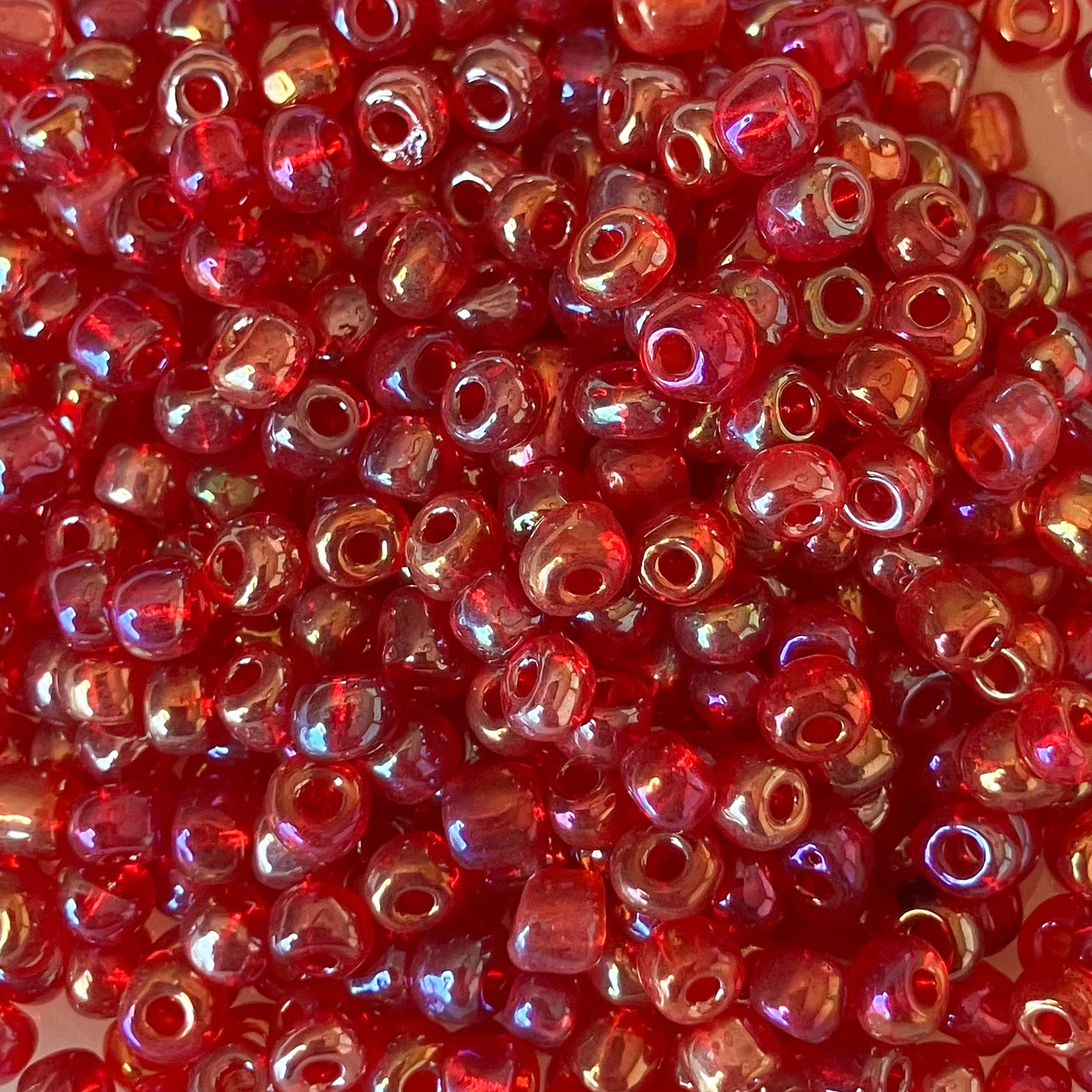 6/0 Transparent Red Seed Beads – 50g Pack