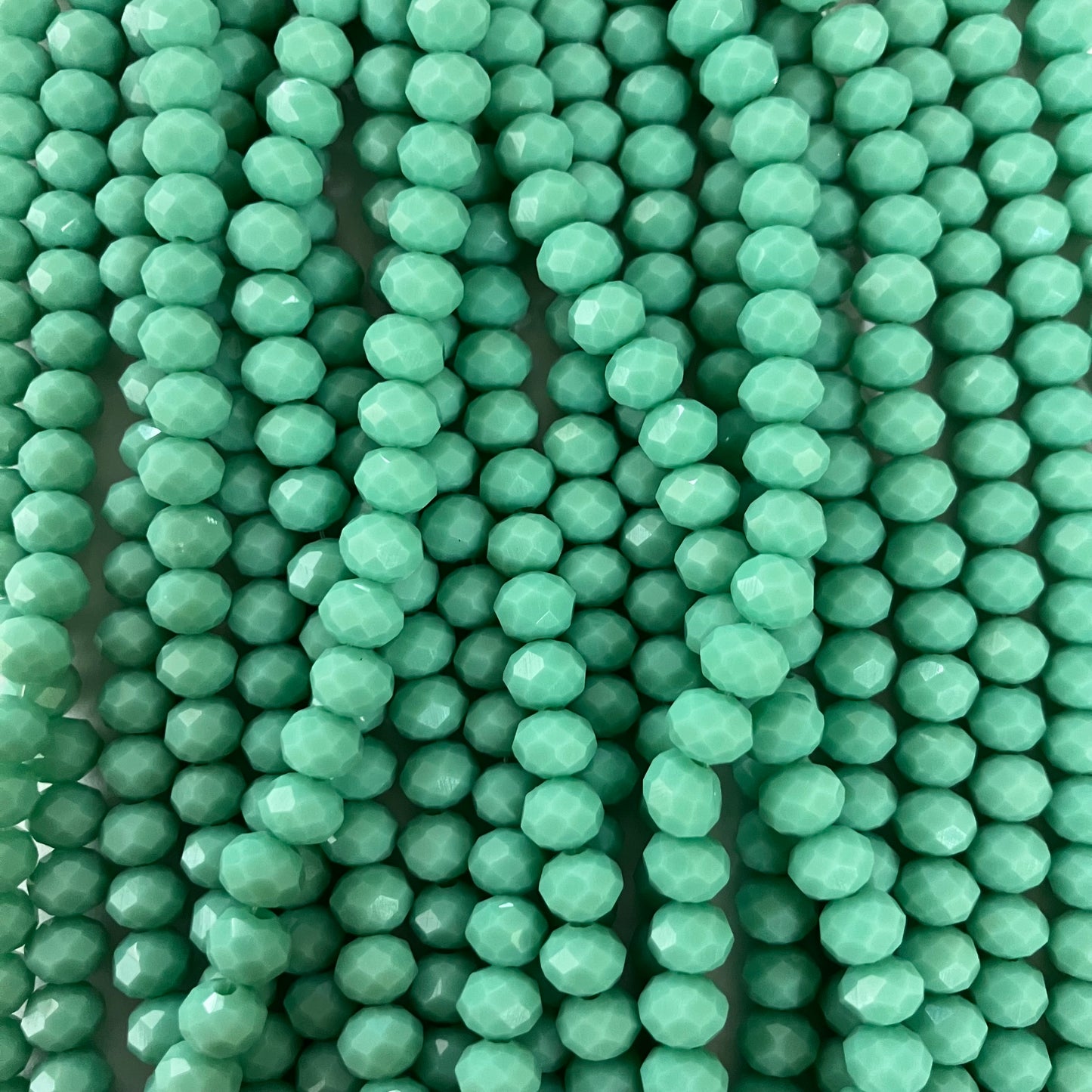 6mm Opaque Turquoise Green  Crystal Beads (1 Strand, ~80 Beads)