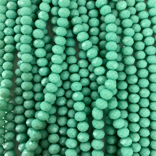 6mm Opaque Turquoise Green  Crystal Beads (1 Strand, ~80 Beads)
